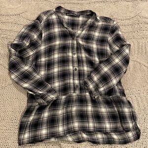 Lightweight flannel, peplum style, 3/4 sleeve